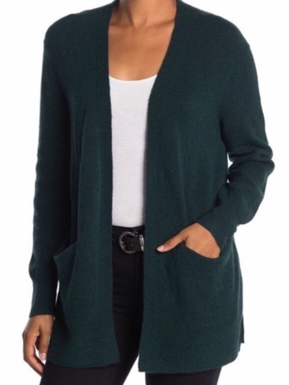 Brand New-Madewell open-front cardigan sweater in a deep forest green